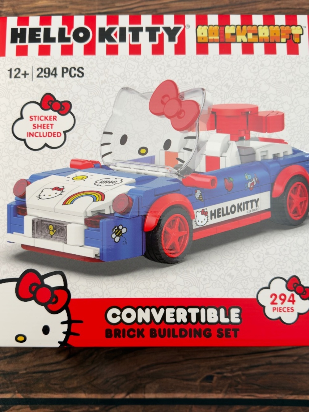 New Hello Kitty Brickcraft Sanrio Convertible Car 294 Piece Building w/ Stickers